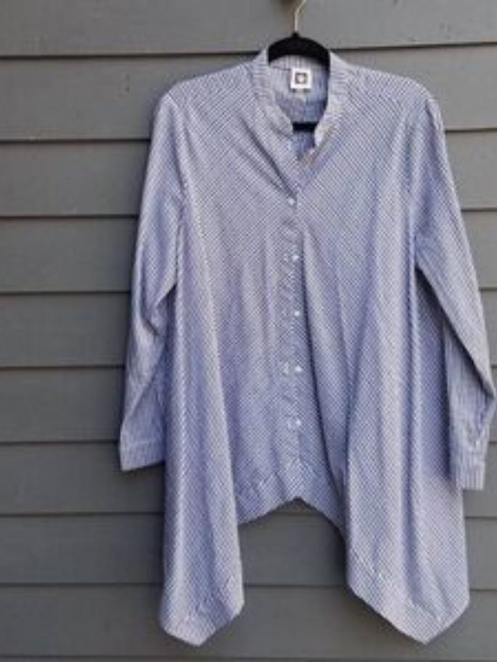 Ann Klein Black and White Checked Button Down Tunic size 14